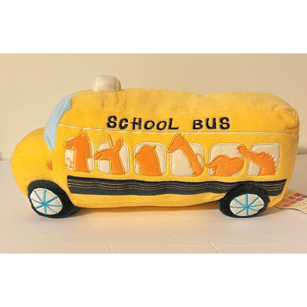 Linen House for Children Hiccups School Bus Plush Cushion NWT Rare